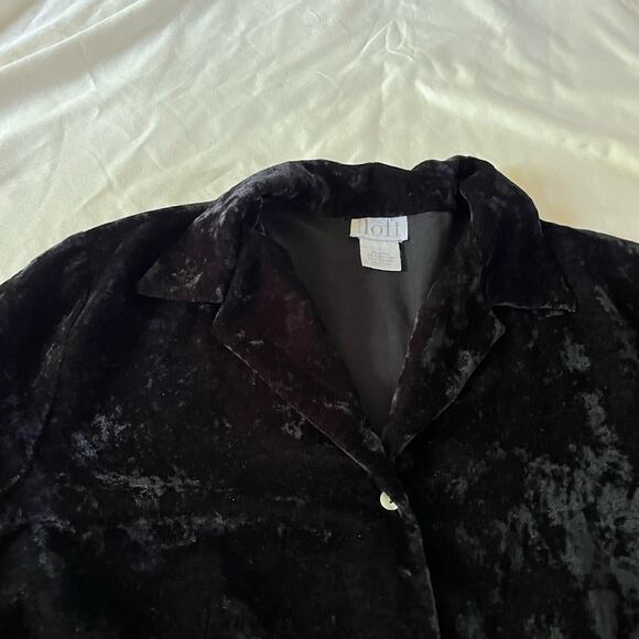 Vtg Y2K 2000s Clack Velvet Button Up Shrt Wmns Sz 6 Whimsygoth Fairy Grunge - Picture 2 of 6